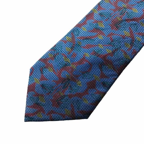 Christian Dior Monsieur‎ Silk Blue Green Burgundy Pattern Necktie Mens Tie Italy - Picture 2 of 4